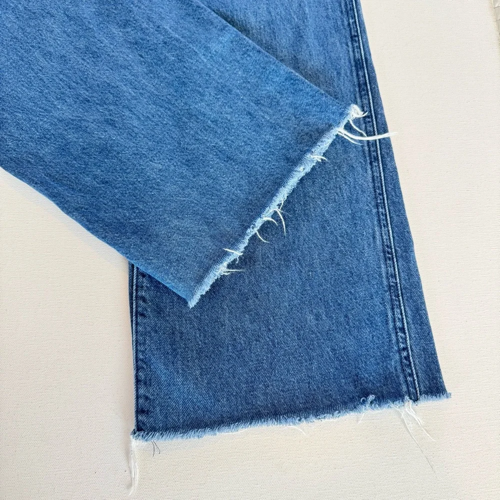 Aritzia Wilfred Free Adrift High Rise Wide Leg (Raw Hem) Jeans Sz 4 Blue Sailor